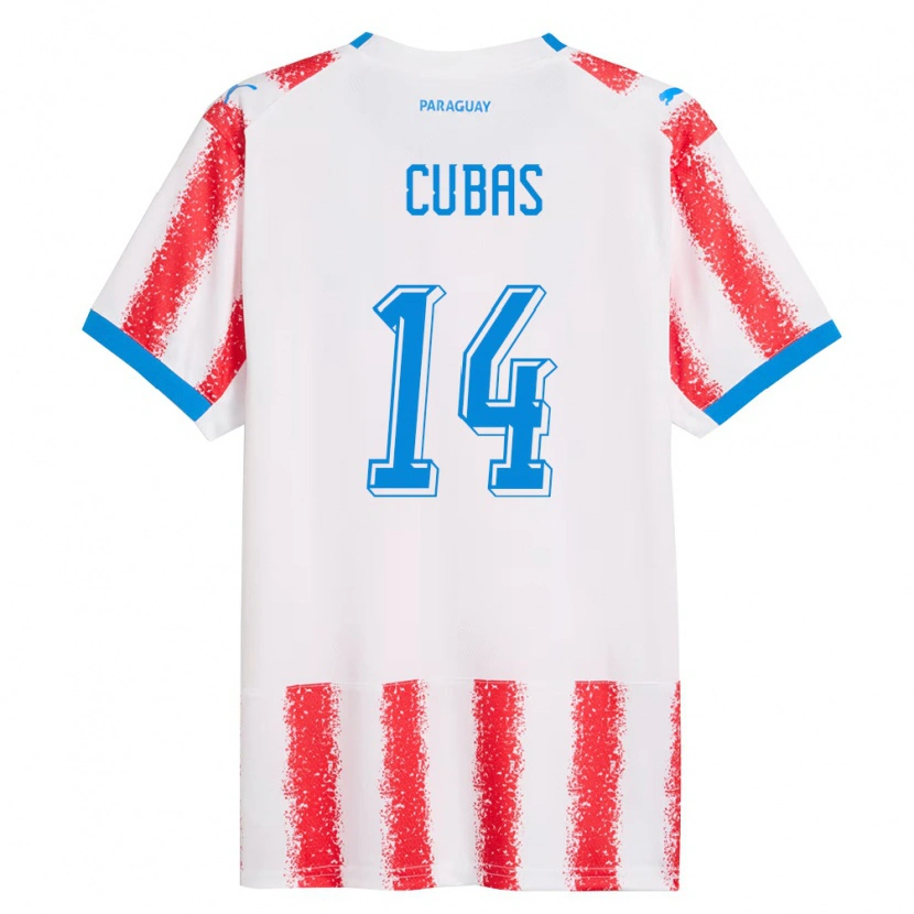 Danxen Women Paraguay Andrés Cubas #14 White Red Blue Home Jersey 26-28 T-Shirt