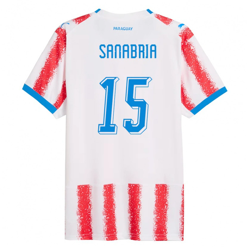 Danxen Women Paraguay Aldo Sanabria #15 White Red Blue Home Jersey 26-28 T-Shirt