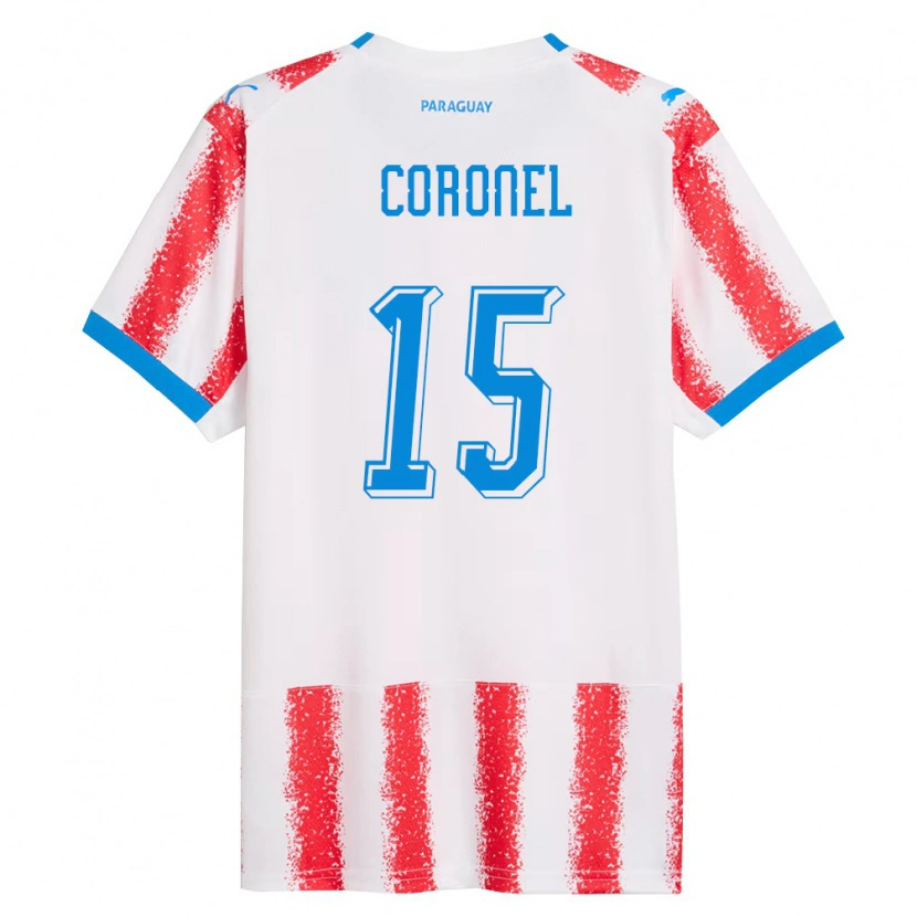 Danxen Women Paraguay Éver Coronel #15 White Red Blue Home Jersey 26-28 T-Shirt