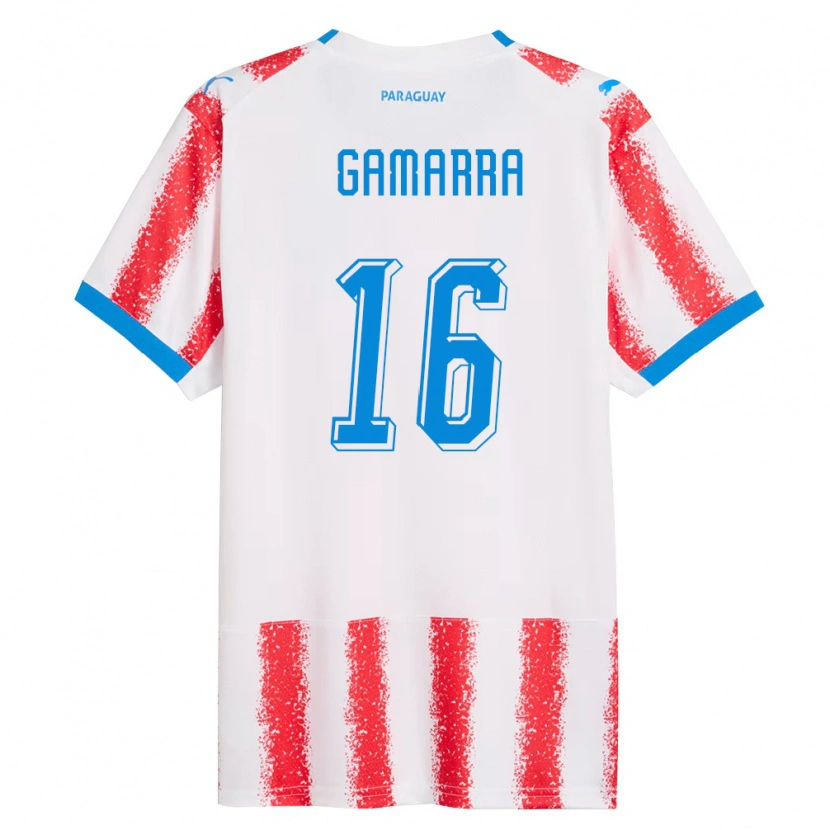 Danxen Women Paraguay Ariel Gamarra #16 White Red Blue Home Jersey 26-28 T-Shirt