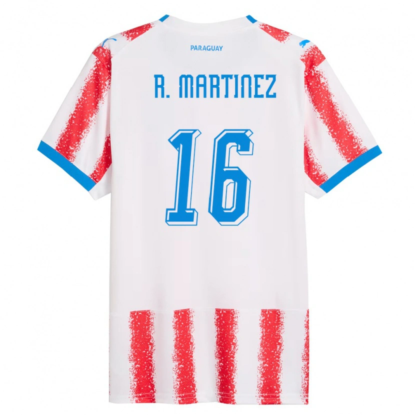Danxen Women Paraguay Ramona Martínez #16 White Red Blue Home Jersey 26-28 T-Shirt