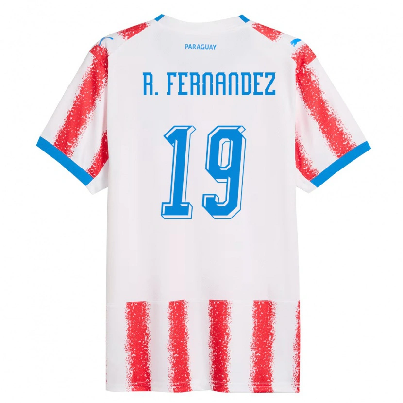 Danxen Women Paraguay Rebeca Fernández #19 White Red Blue Home Jersey 26-28 T-Shirt