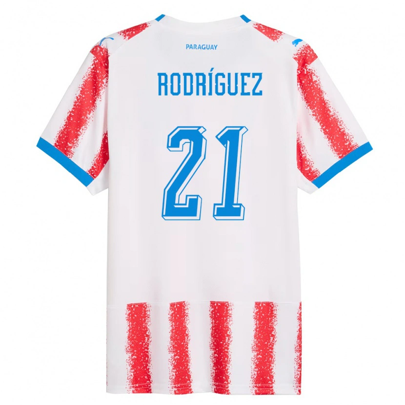 Danxen Women Paraguay Diego Rodríguez #21 White Red Blue Home Jersey 26-28 T-Shirt