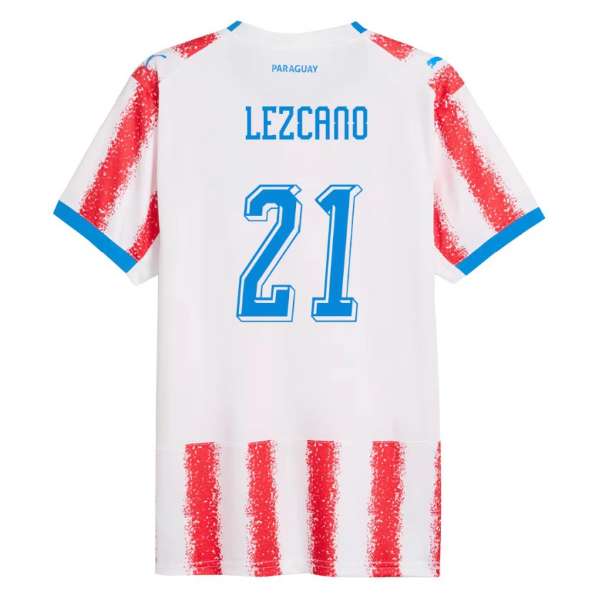Danxen Women Paraguay Rubén Lezcano #21 White Red Blue Home Jersey 26-28 T-Shirt