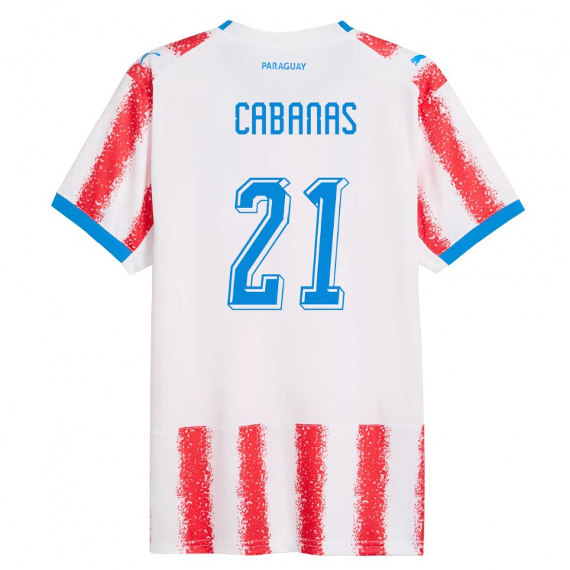Danxen Women Paraguay Víctor Cabañas #21 White Red Blue Home Jersey 26-28 T-Shirt