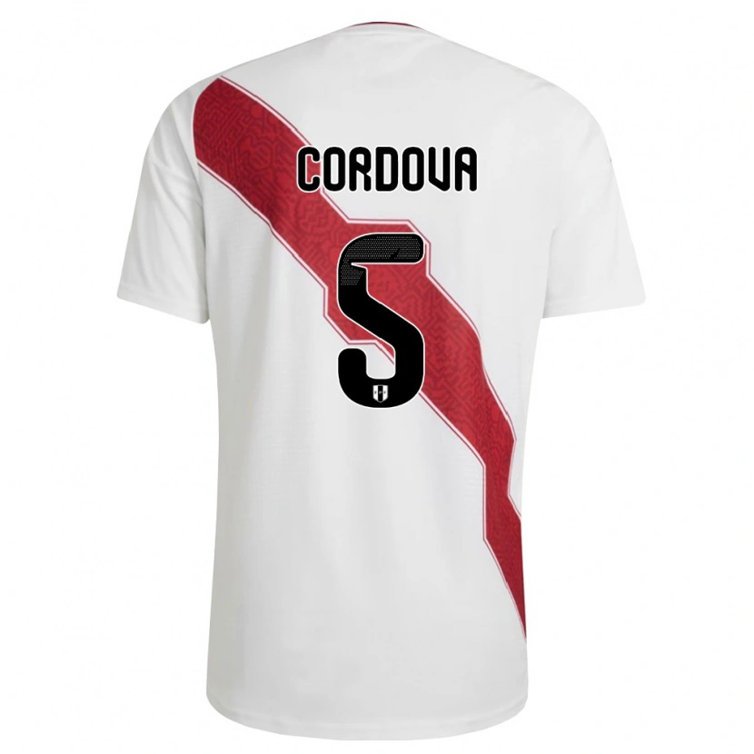 Danxen Women Peru Bryan Córdova #5 White Red Black Home Jersey 26-28 T-Shirt