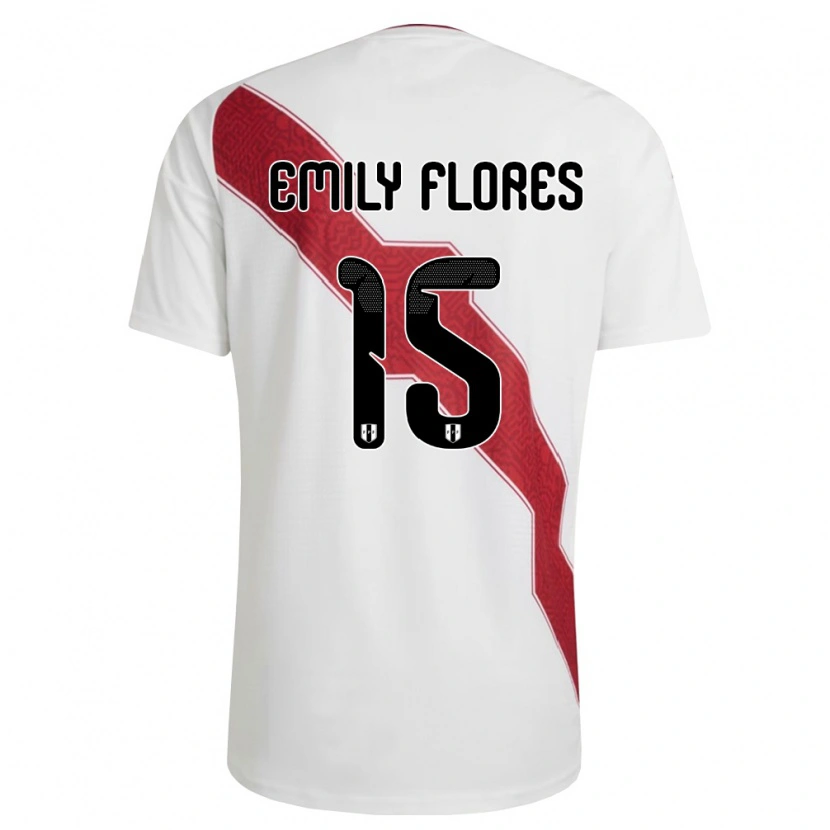 Danxen Women Peru Emily Flores #15 White Red Black Home Jersey 26-28 T-Shirt