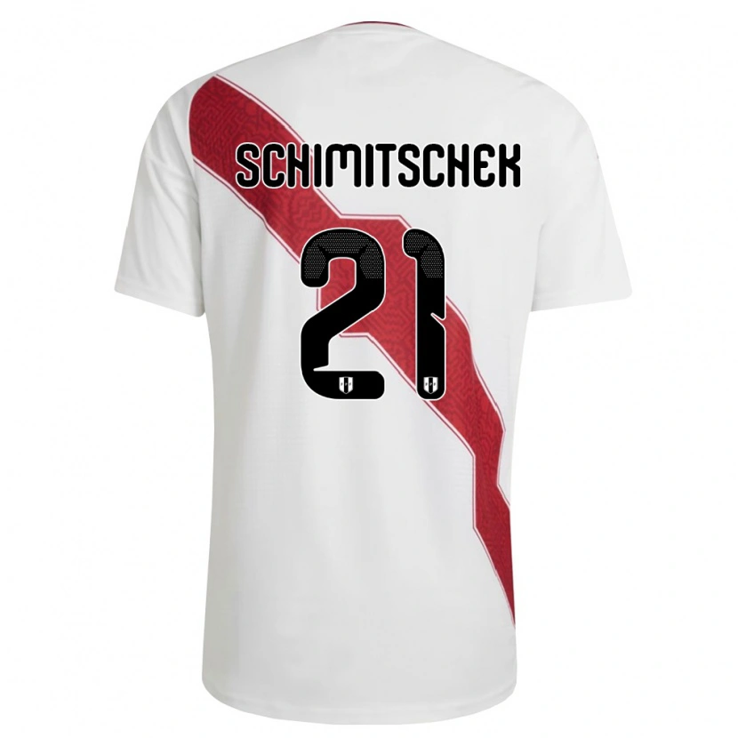 Danxen Women Peru Ian Schimitschek #21 White Red Black Home Jersey 26-28 T-Shirt