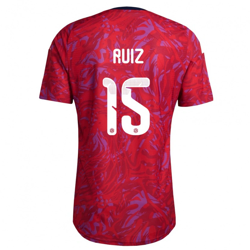 Danxen Women Costa Rica John Ruiz #15 Red Purple Navy Home Jersey 26-28 T-Shirt