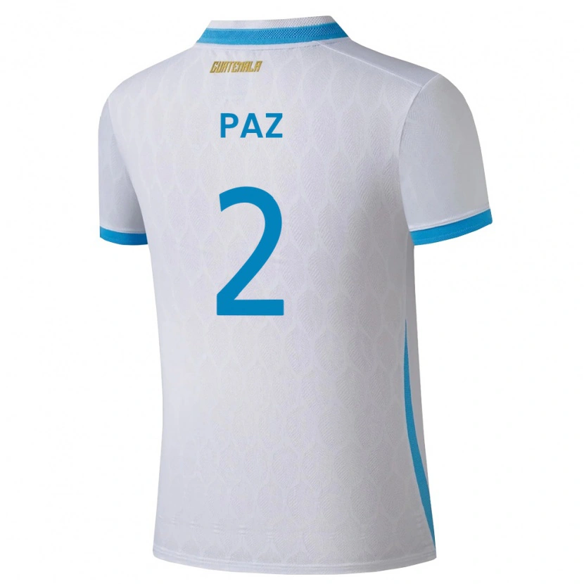 Danxen Women Guatemala Wálter Paz #2 White Sky Blue Gold Home Jersey 26-28 T-Shirt