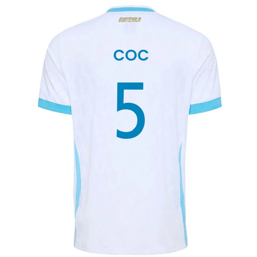 Danxen Women Guatemala Anthony Coc #5 White Sky Blue Gold Home Jersey 26-28 T-Shirt
