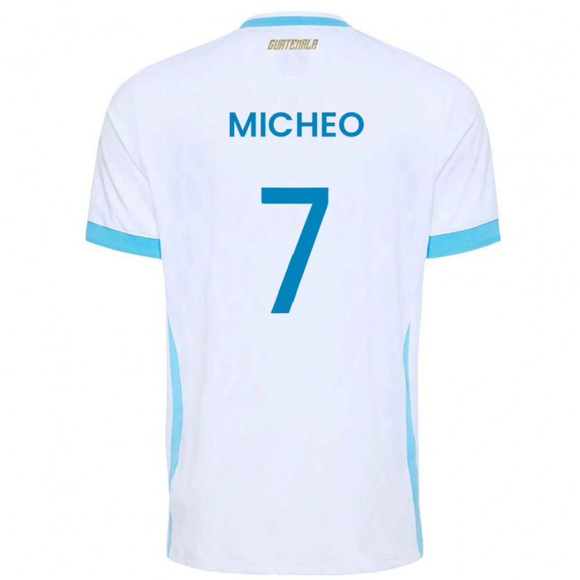 Danxen Women Guatemala Matías Micheo #7 White Sky Blue Gold Home Jersey 26-28 T-Shirt