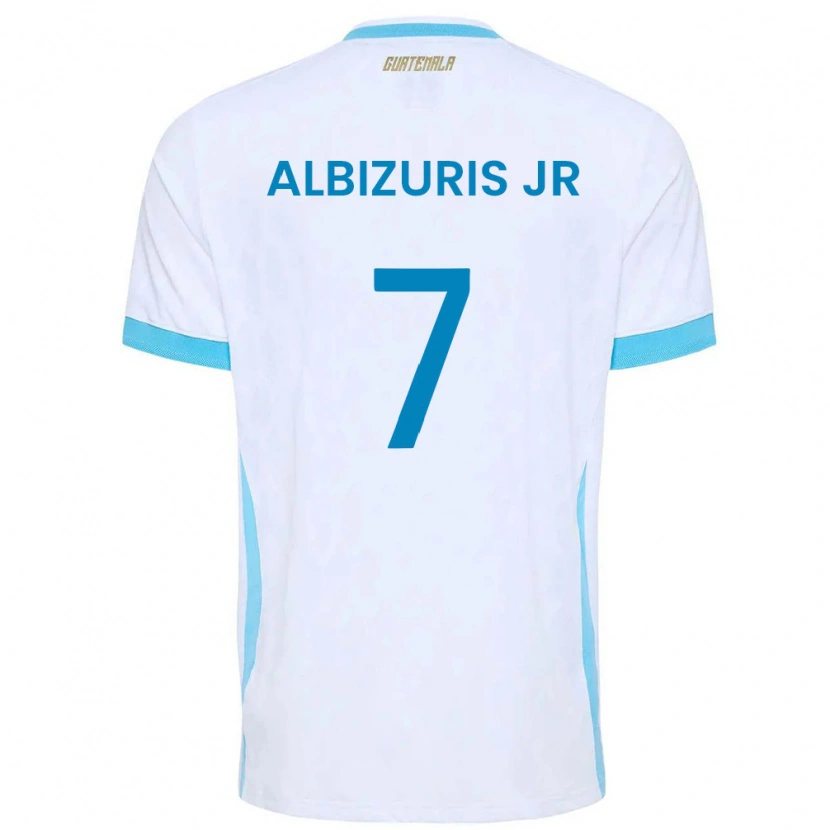 Danxen Women Guatemala Claudio Albizuris Jr #7 White Sky Blue Gold Home Jersey 26-28 T-Shirt