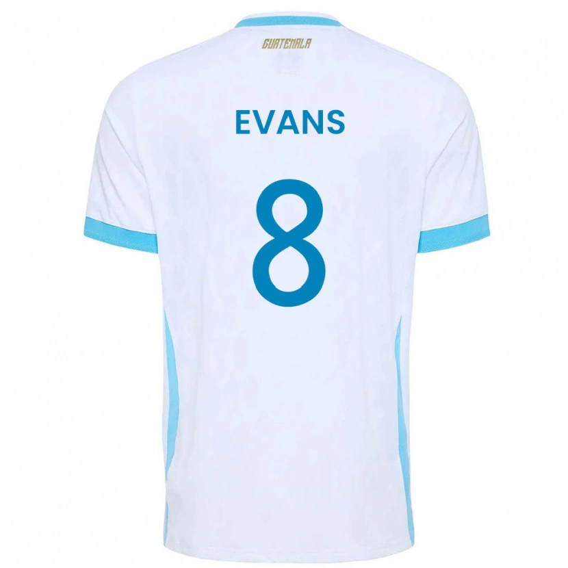 Danxen Women Guatemala Matt Evans #8 White Sky Blue Gold Home Jersey 26-28 T-Shirt
