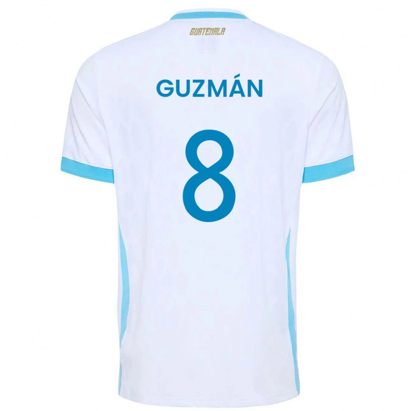Danxen Women Guatemala Francisco Guzmán #8 White Sky Blue Gold Home Jersey 26-28 T-Shirt