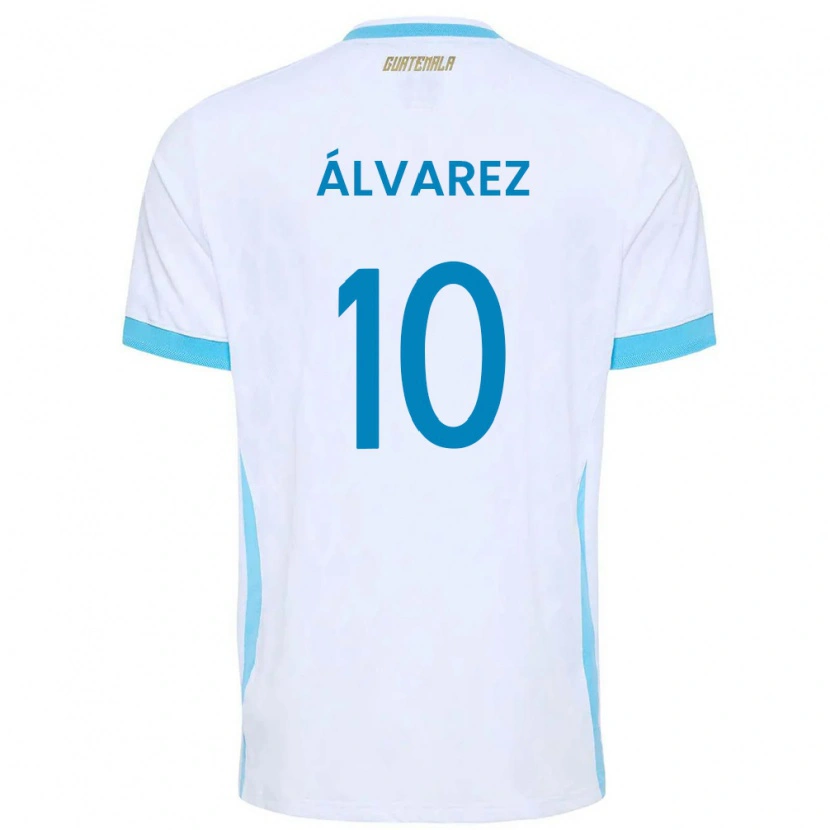 Danxen Women Guatemala Andrea Álvarez #10 White Sky Blue Gold Home Jersey 26-28 T-Shirt