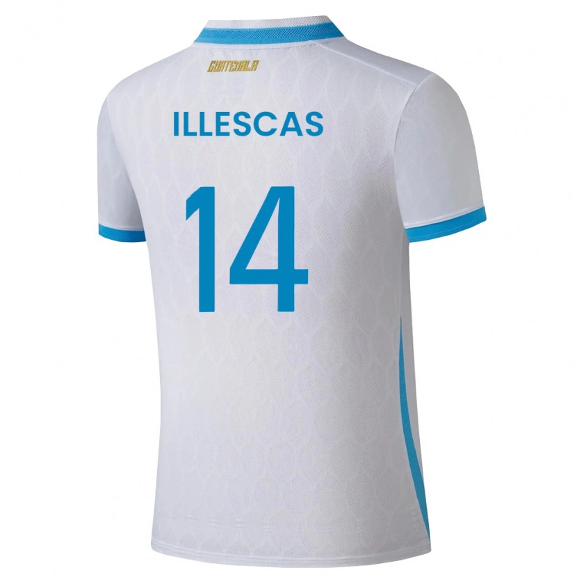 Danxen Women Guatemala Kevin Illescas #14 White Sky Blue Gold Home Jersey 26-28 T-Shirt