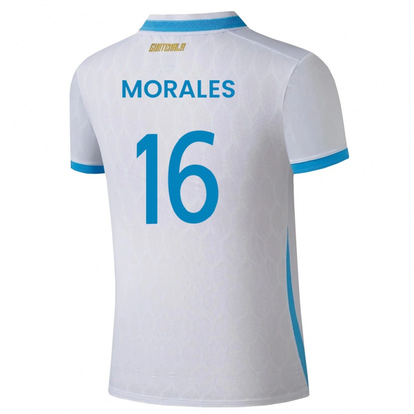 Danxen Women Guatemala José Morales #16 White Sky Blue Gold Home Jersey 26-28 T-Shirt