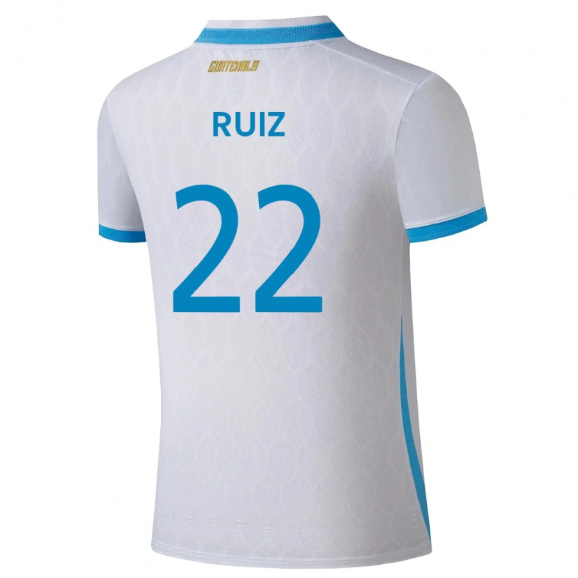 Danxen Women Guatemala Kevin Ruiz #22 White Sky Blue Gold Home Jersey 26-28 T-Shirt