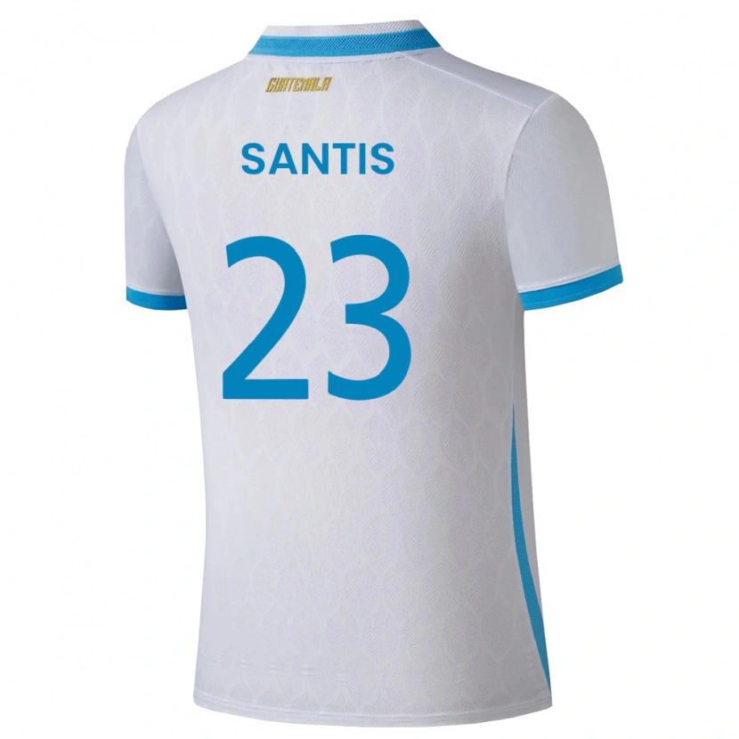 Danxen Women Guatemala Diego Santis #23 White Sky Blue Gold Home Jersey 26-28 T-Shirt