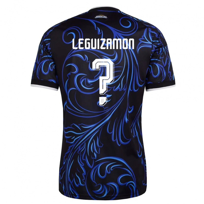 Danxen Women Argentina Lionel Leguizamon #0 Black White Sky Blue Away Jersey 26-28 T-Shirt