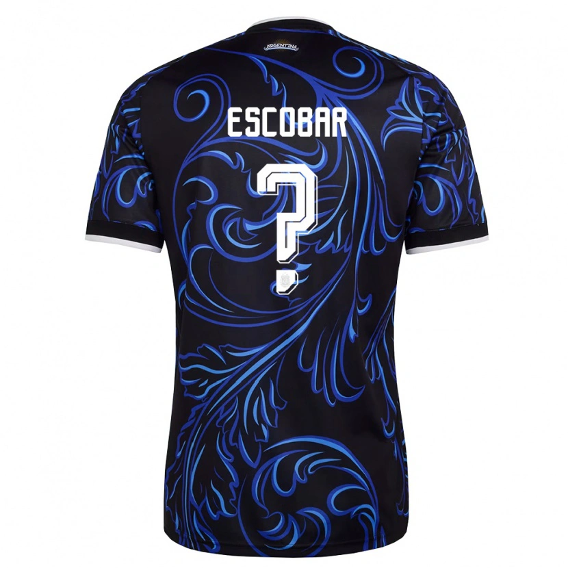 Danxen Women Argentina Galo Escobar #0 Black White Sky Blue Away Jersey 26-28 T-Shirt
