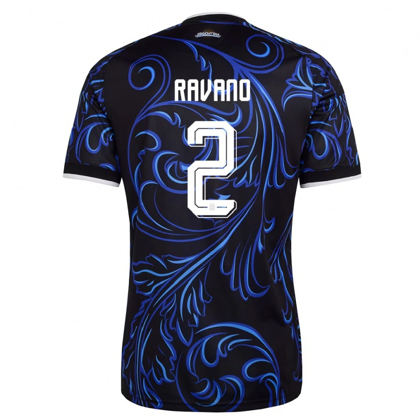 Danxen Women Argentina Jonás Ravano #2 Black White Sky Blue Away Jersey 26-28 T-Shirt