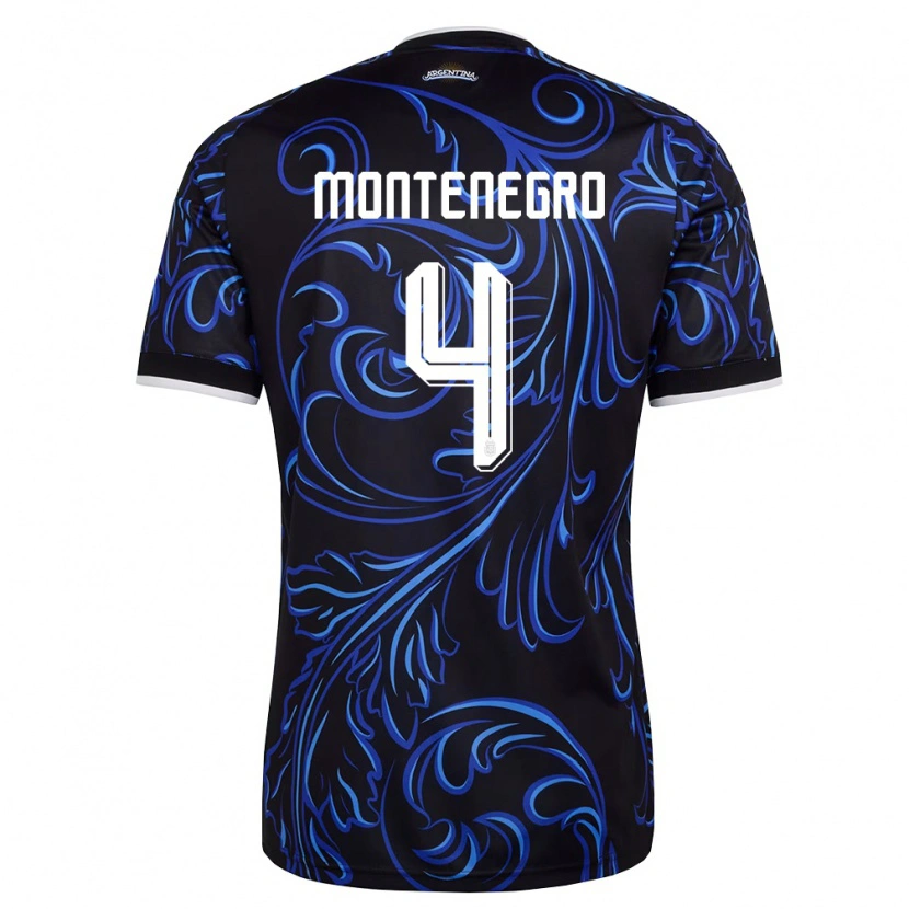 Danxen Women Argentina Ramiro Montenegro #4 Black White Sky Blue Away Jersey 26-28 T-Shirt