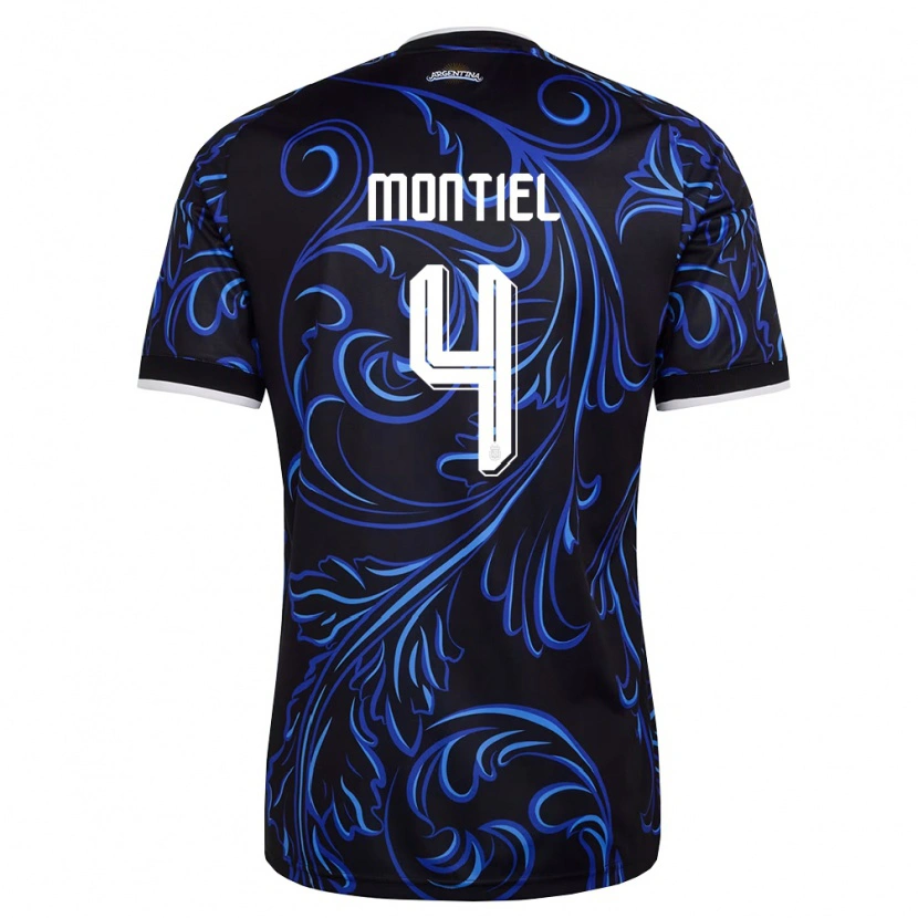 Danxen Women Argentina Gonzalo Montiel #4 Black White Sky Blue Away Jersey 26-28 T-Shirt