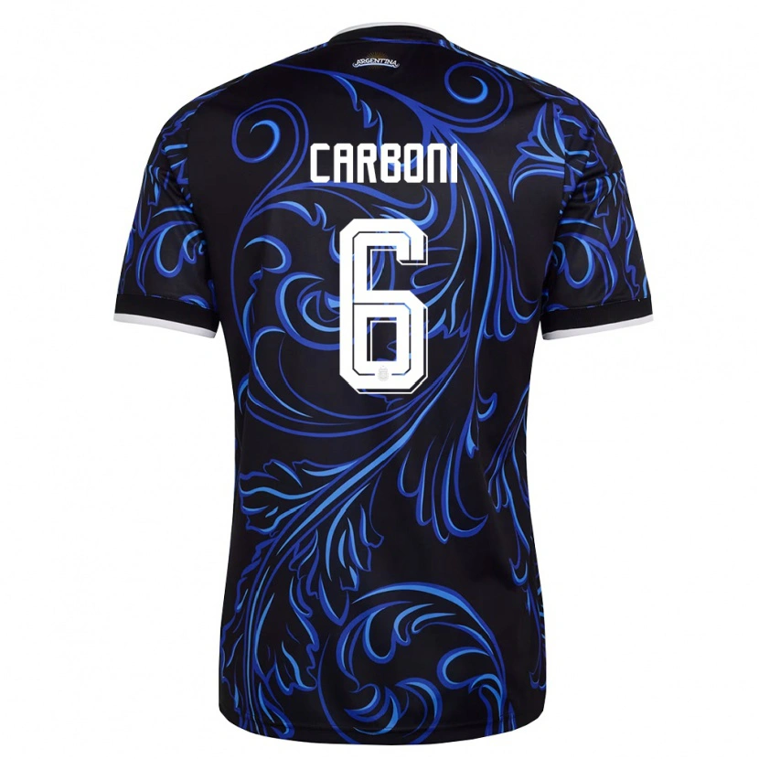 Danxen Women Argentina Franco Carboni #6 Black White Sky Blue Away Jersey 26-28 T-Shirt