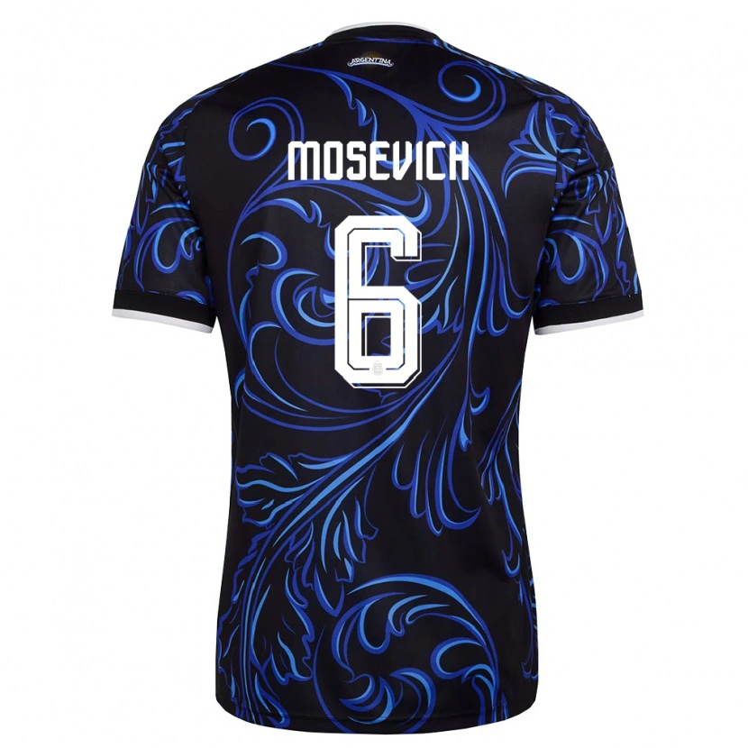 Danxen Women Argentina Leonel Mosevich #6 Black White Sky Blue Away Jersey 26-28 T-Shirt