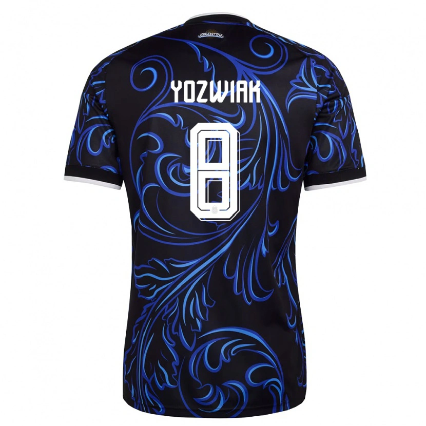 Danxen Women Argentina Facundo Yozwiak #8 Black White Sky Blue Away Jersey 26-28 T-Shirt