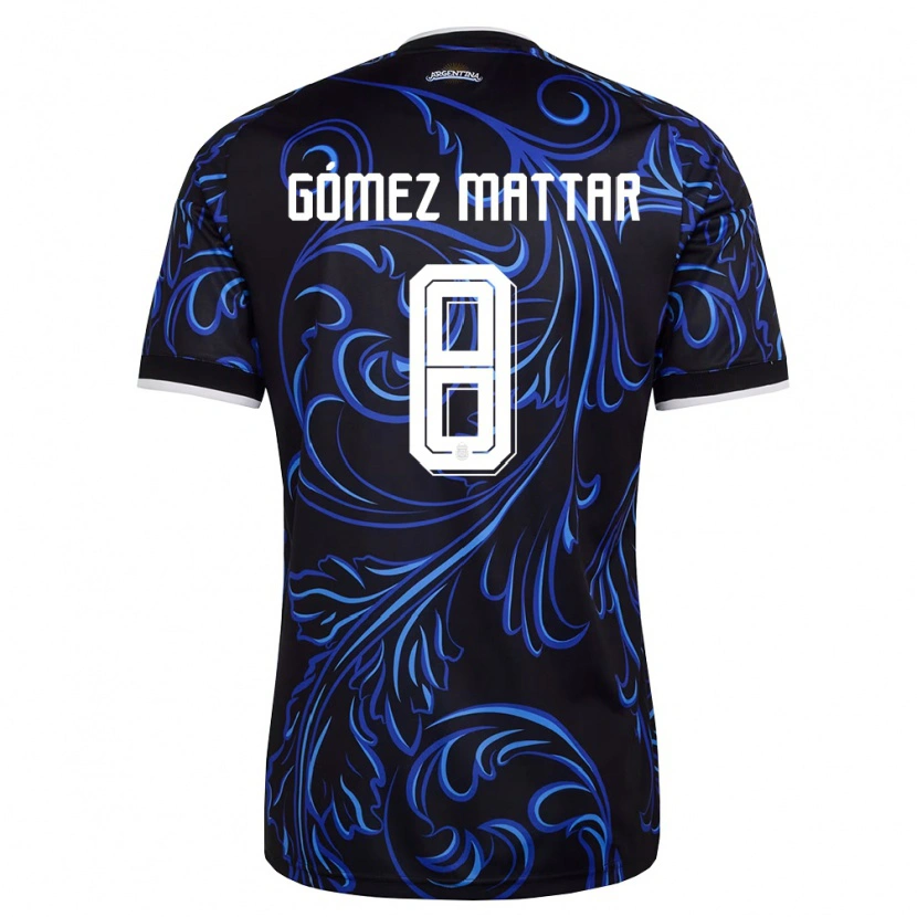 Danxen Women Argentina Jerónimo Gómez Mattar #8 Black White Sky Blue Away Jersey 26-28 T-Shirt