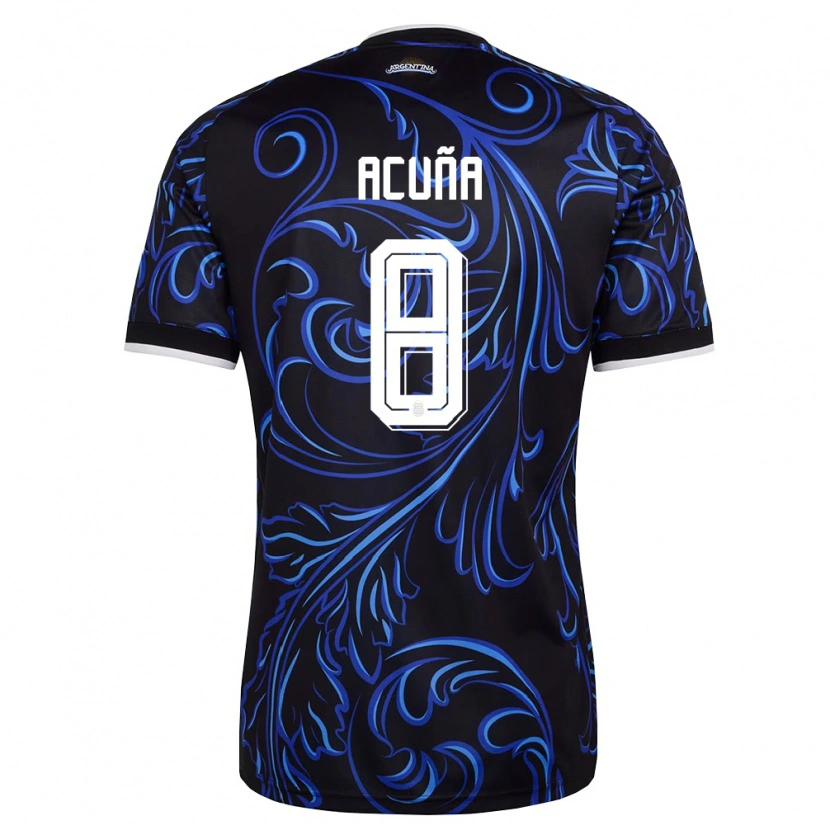 Danxen Women Argentina Marcos Acuña #8 Black White Sky Blue Away Jersey 26-28 T-Shirt