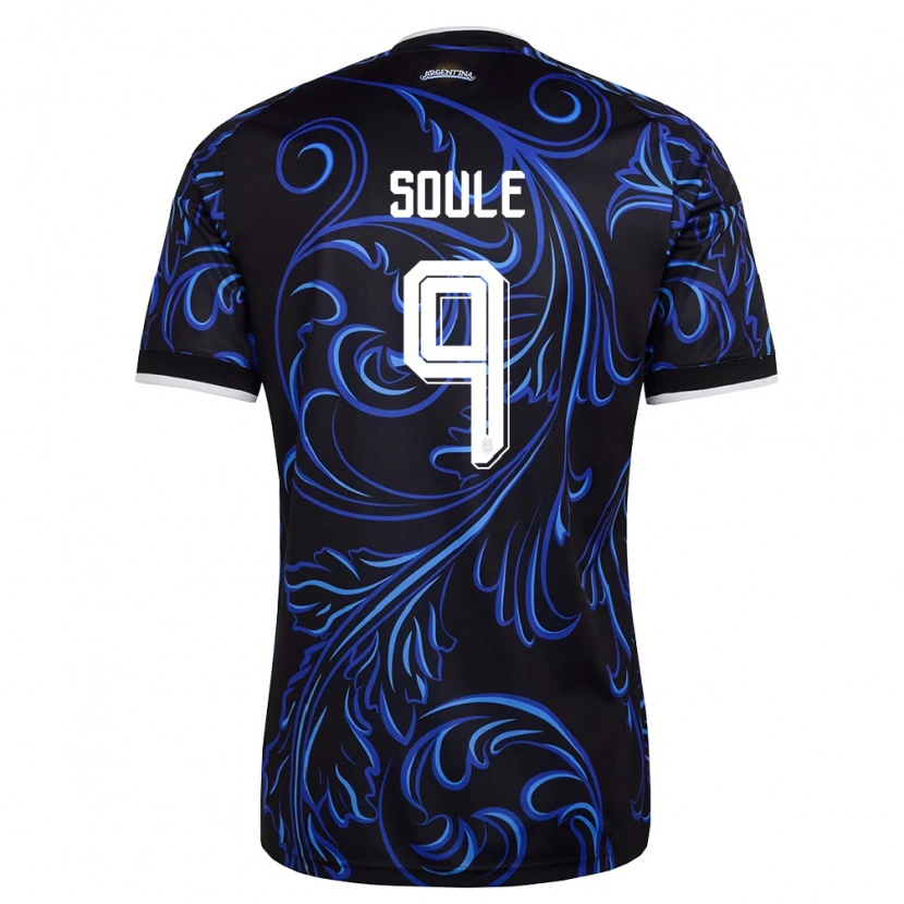 Danxen Women Argentina Matias Soule #9 Black White Sky Blue Away Jersey 26-28 T-Shirt