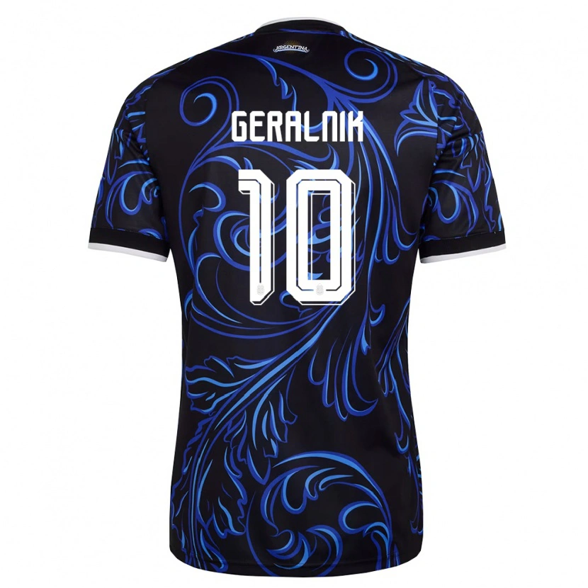 Danxen Women Argentina Tiago Geralnik #10 Black White Sky Blue Away Jersey 26-28 T-Shirt