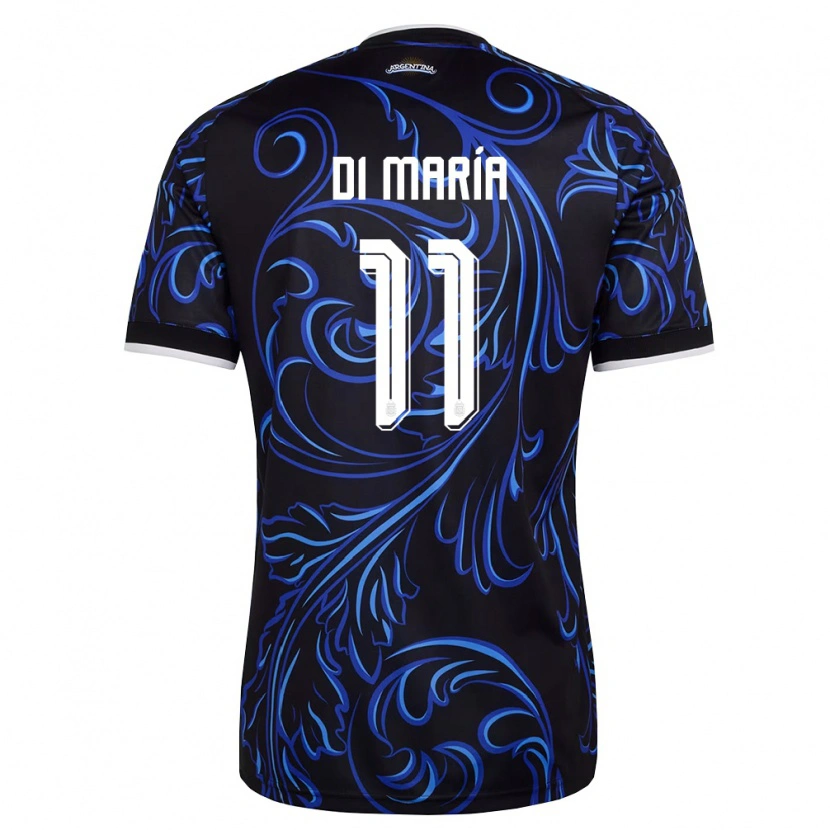 Danxen Women Argentina Angel Di Maria #11 Black White Sky Blue Away Jersey 26-28 T-Shirt