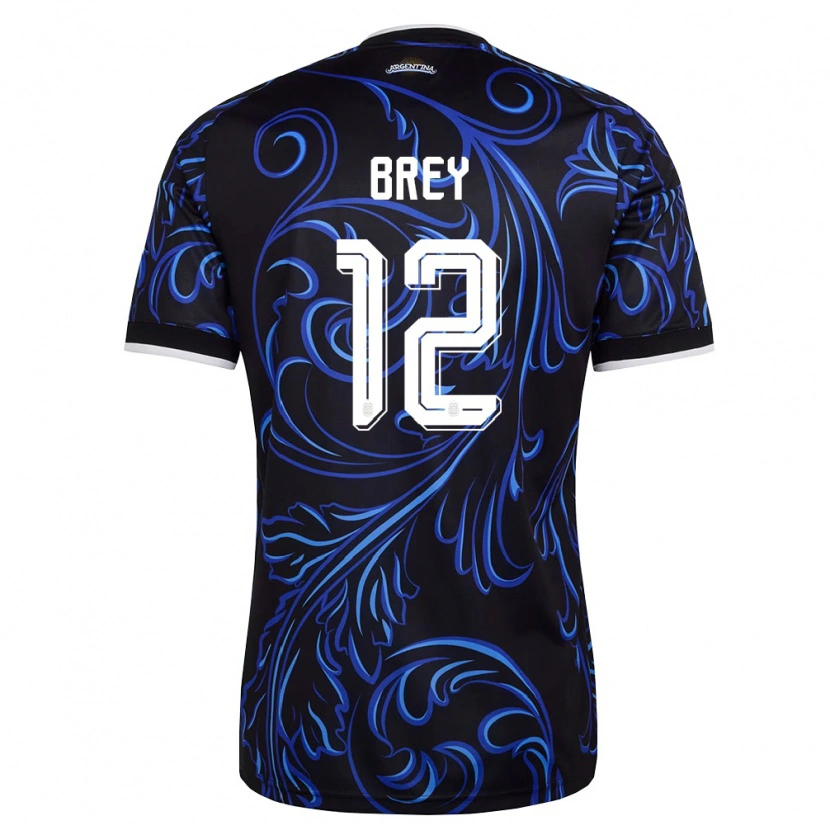 Danxen Women Argentina Leandro Brey #12 Black White Sky Blue Away Jersey 26-28 T-Shirt