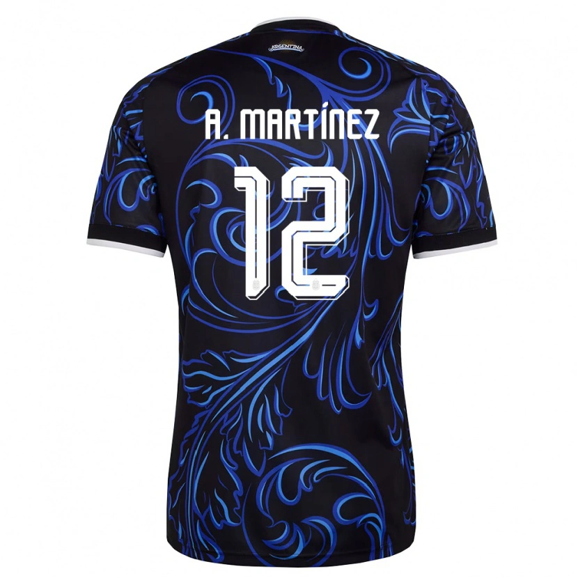 Danxen Women Argentina Agustín Martínez #12 Black White Sky Blue Away Jersey 26-28 T-Shirt