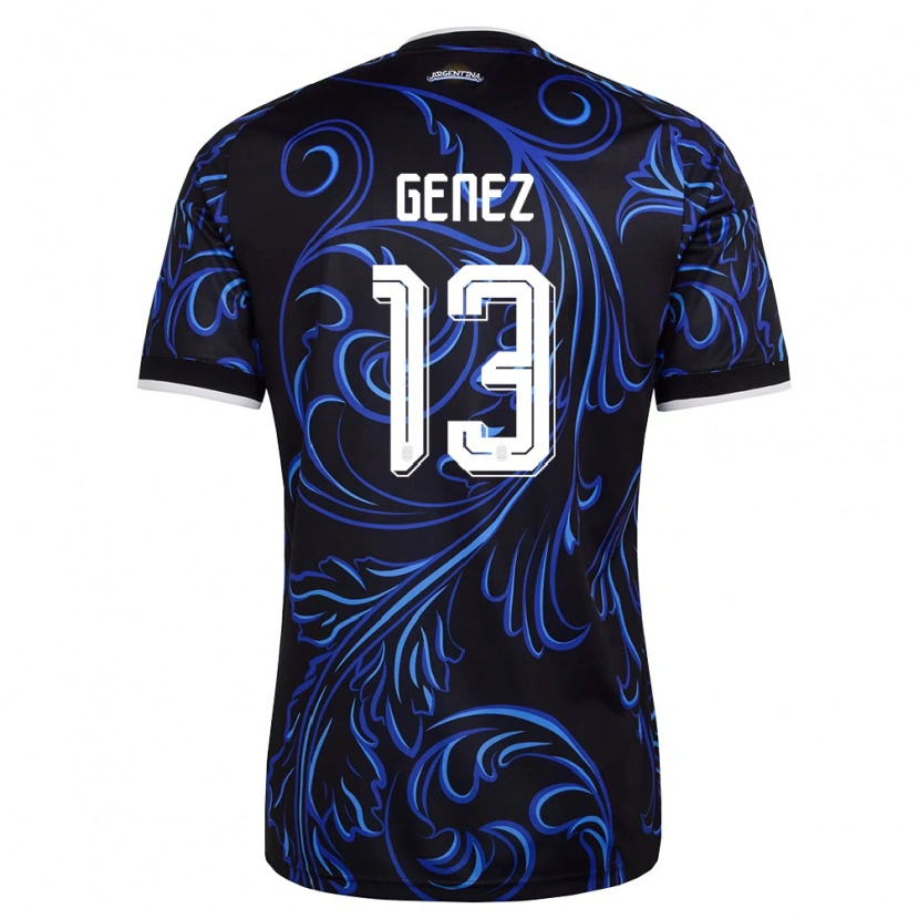 Danxen Women Argentina Nahuel Genez #13 Black White Sky Blue Away Jersey 26-28 T-Shirt