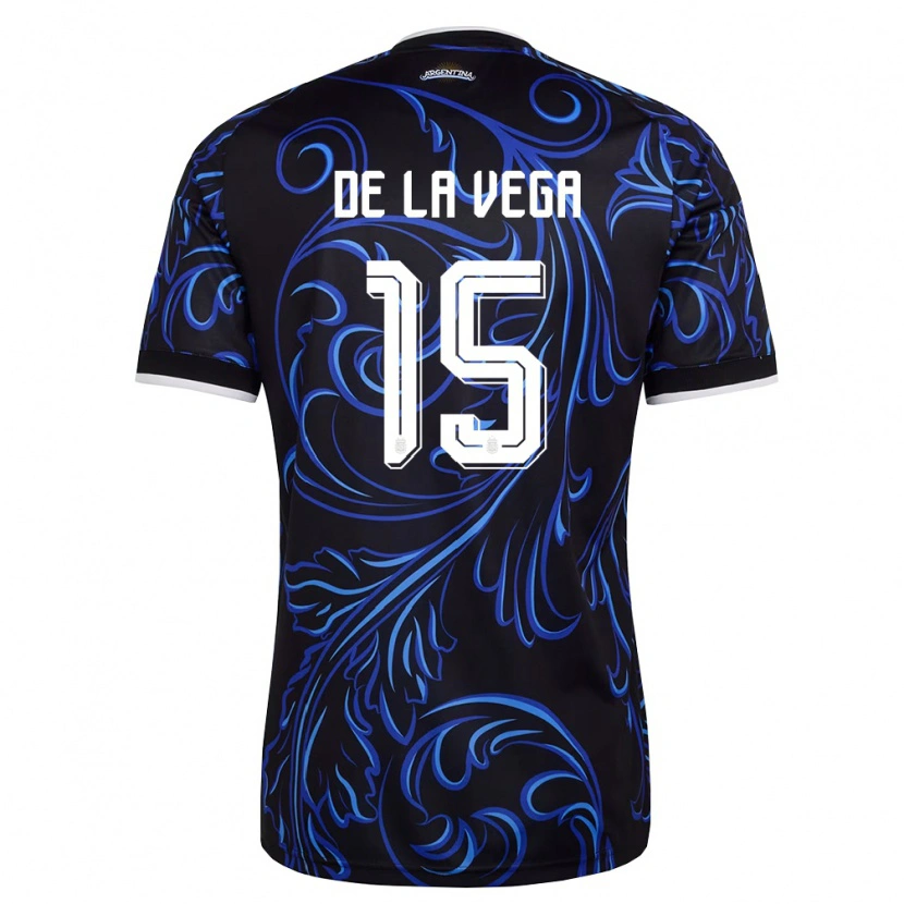 Danxen Women Argentina Pedro De La Vega #15 Black White Sky Blue Away Jersey 26-28 T-Shirt