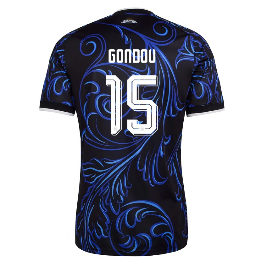 Danxen Women Argentina Luciano Gondou #15 Black White Sky Blue Away Jersey 26-28 T-Shirt