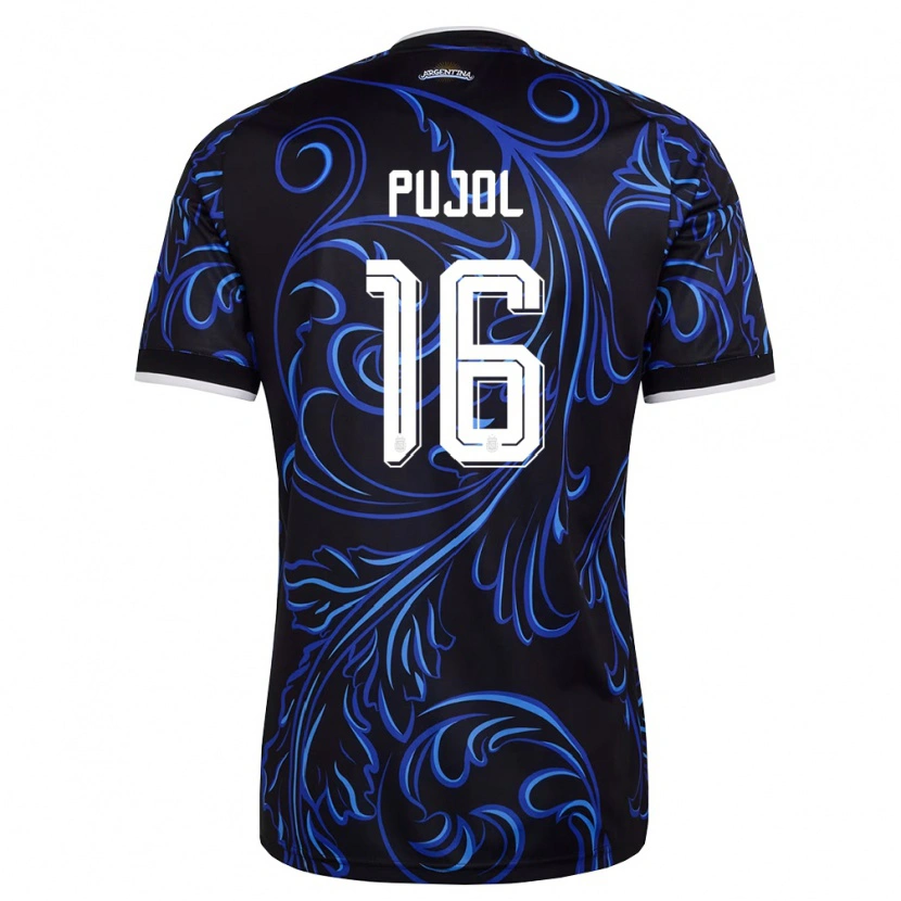 Danxen Women Argentina Felipe Pujol #16 Black White Sky Blue Away Jersey 26-28 T-Shirt
