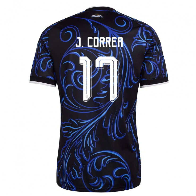 Danxen Women Argentina Joaquin Correa #17 Black White Sky Blue Away Jersey 26-28 T-Shirt