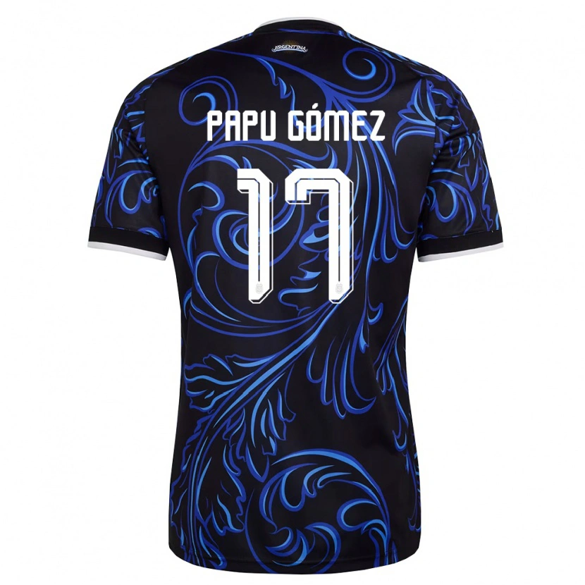 Danxen Women Argentina Papu Gomez #17 Black White Sky Blue Away Jersey 26-28 T-Shirt