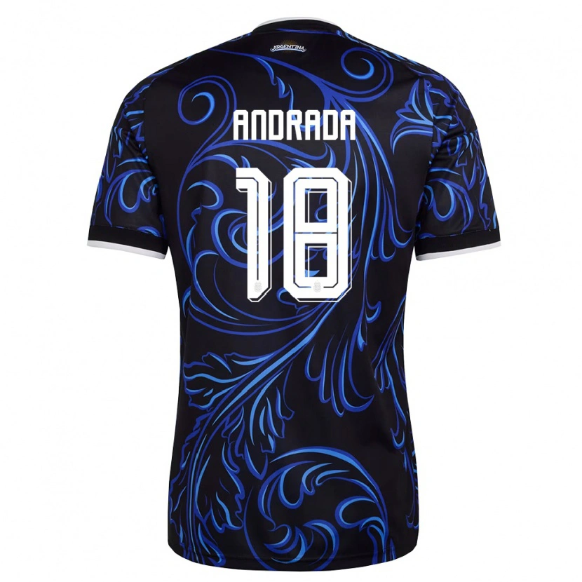 Danxen Women Argentina Tobías Andrada #18 Black White Sky Blue Away Jersey 26-28 T-Shirt