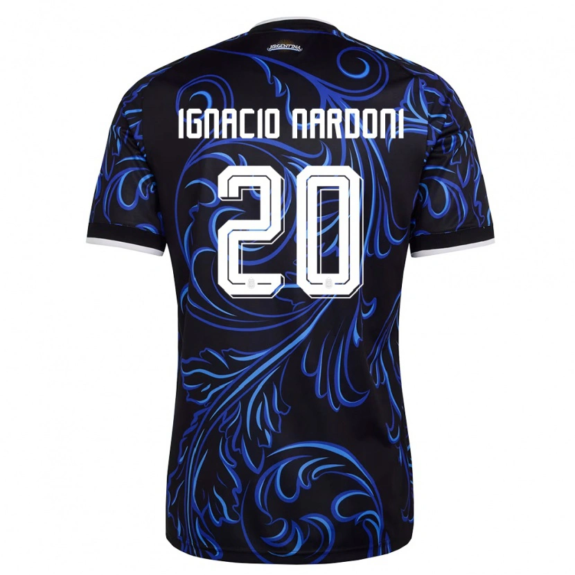 Danxen Women Argentina Juan Ignacio Nardoni #20 Black White Sky Blue Away Jersey 26-28 T-Shirt