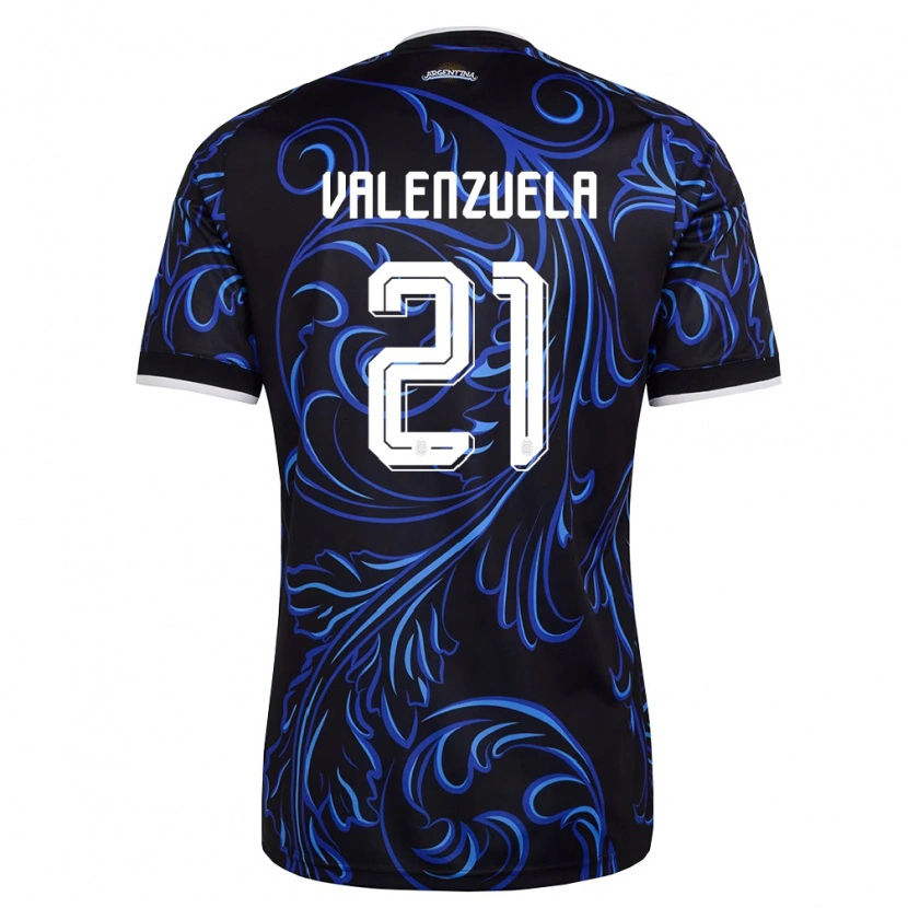 Danxen Women Argentina Fernando Valenzuela #21 Black White Sky Blue Away Jersey 26-28 T-Shirt