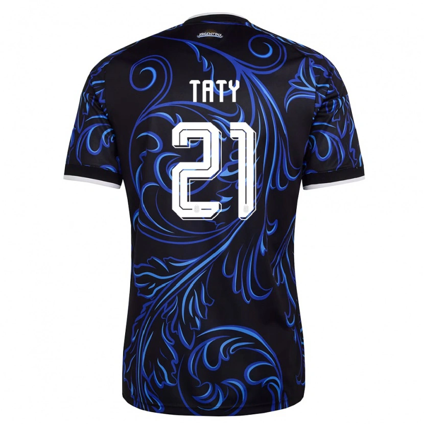Danxen Women Argentina Taty Castellanos #21 Black White Sky Blue Away Jersey 26-28 T-Shirt