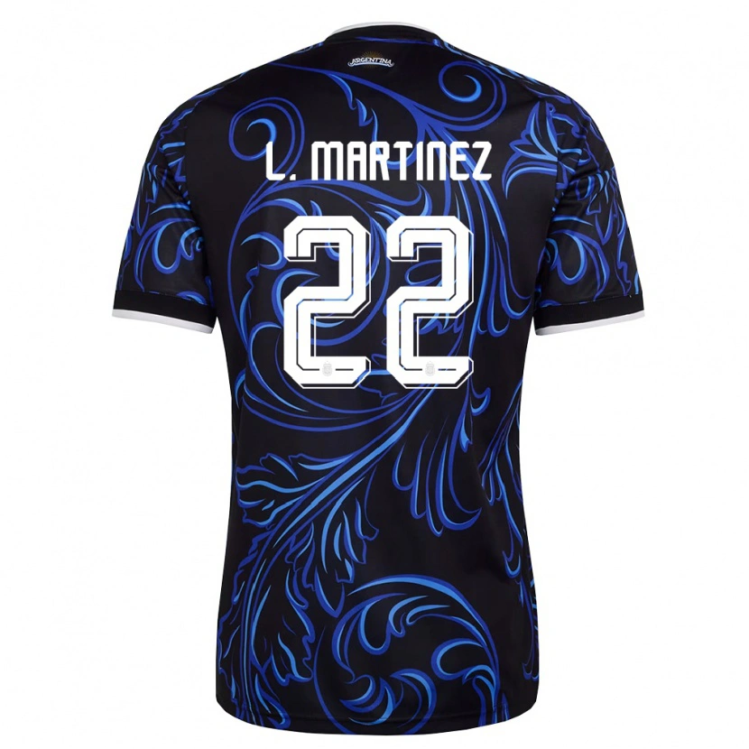 Danxen Women Argentina Lautaro Martínez #22 Black White Sky Blue Away Jersey 26-28 T-Shirt
